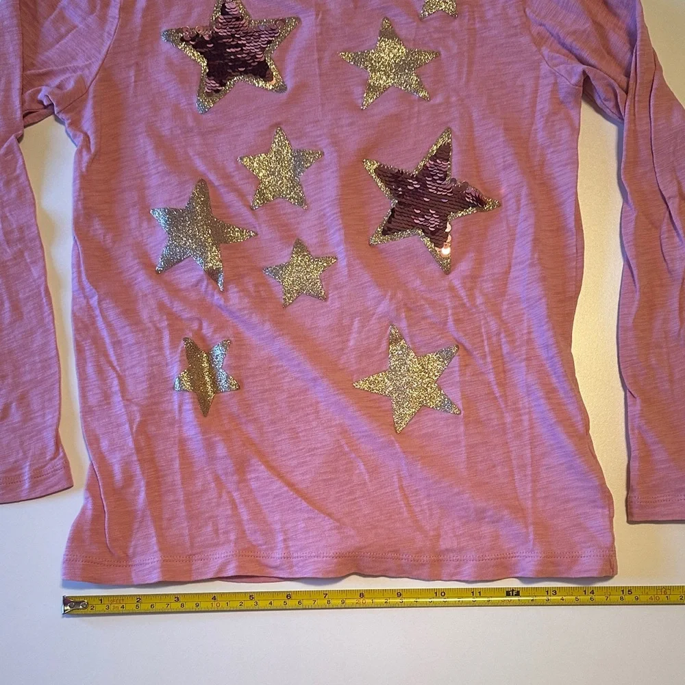 Crewcuts Pink Long Sleeve Shirt with Gold Star Accents